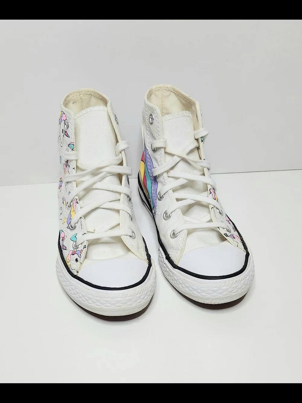 Converse White Hi-Top Unicorn & Rainbow Sneakers